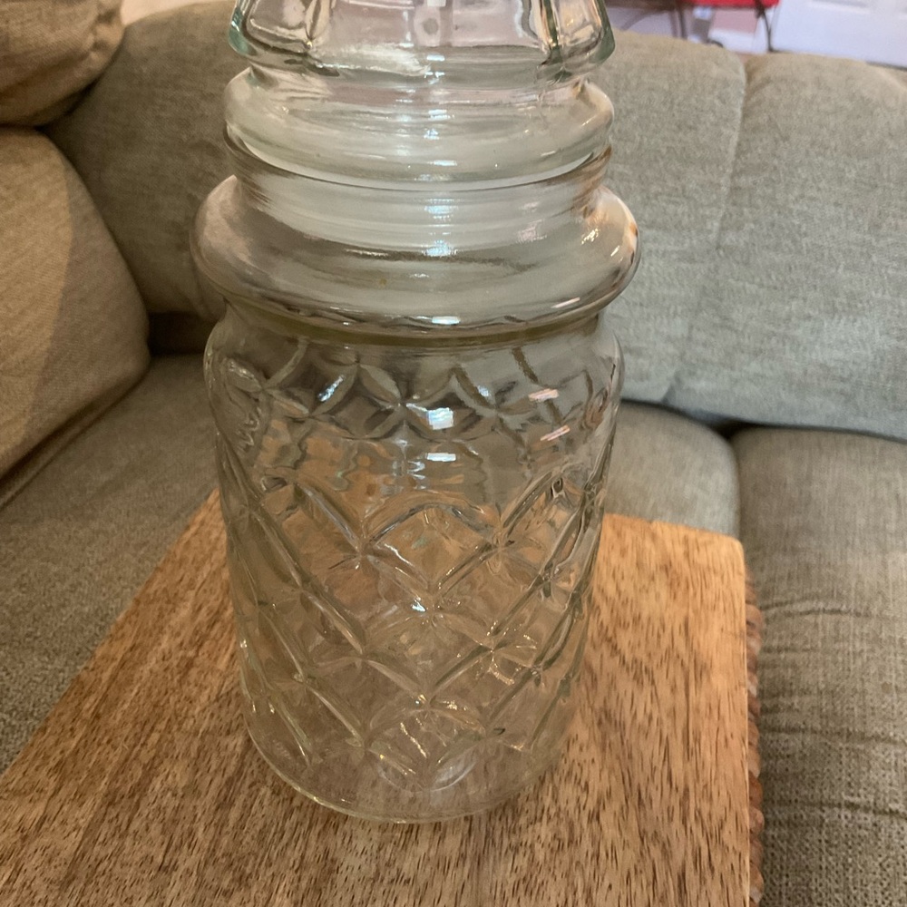 Vintage 1983 & 84 Mr. Peanut Clear Glass Canister Planters Jars W Lids - Picture 6 of 16